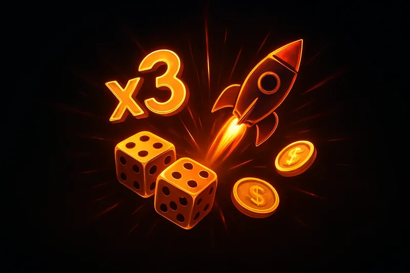 Colorful instant game icons exploding in neon burst on dark background